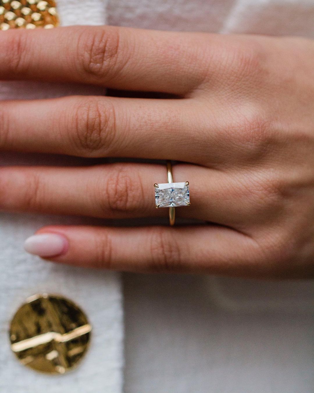 3.0 CT Radiant Moissanite Ring Featuring Hidden Halo Style 1